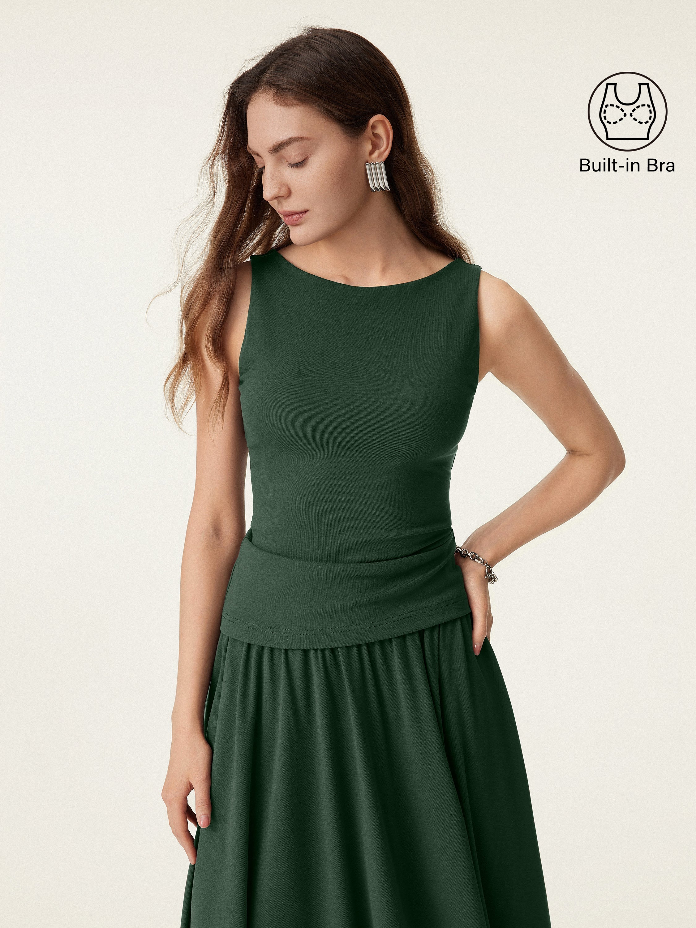 OGLmove Stretch Cotton Boatneck Bra Tank