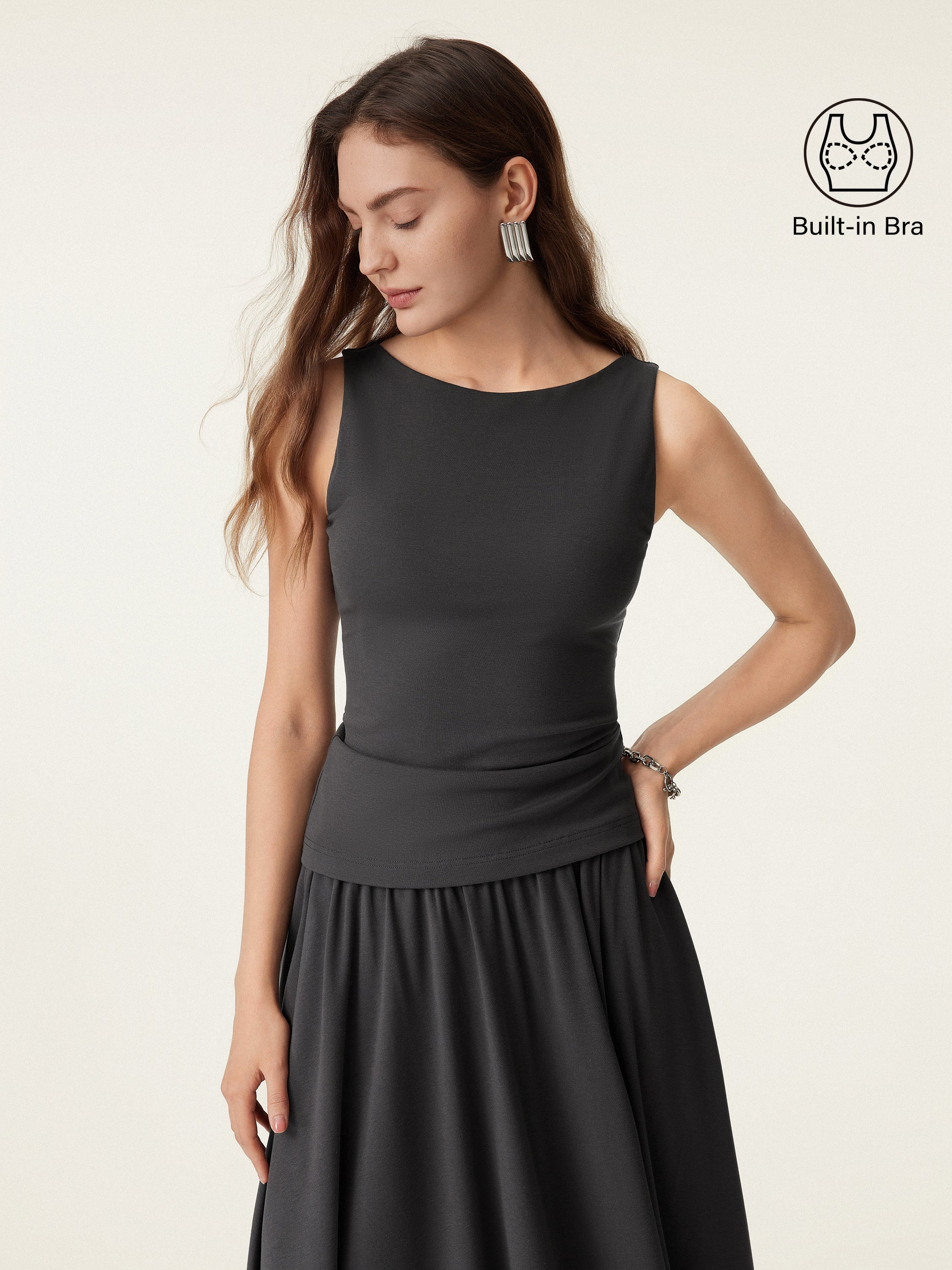 OGLmove Stretch Cotton Boatneck Bra Tank