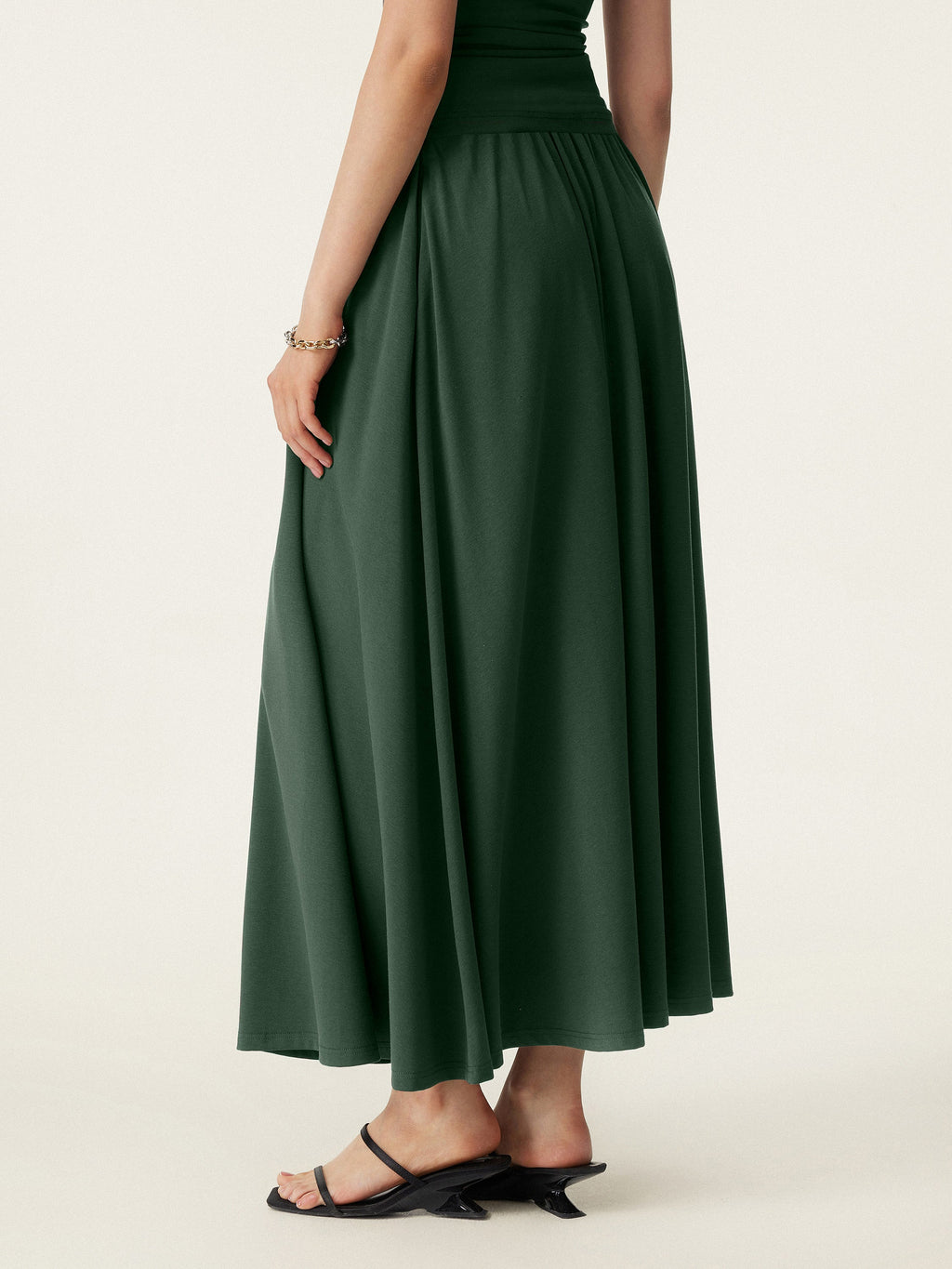 OGLmove Stretch Cotton Maxi Umbrella Skirt with Pockets