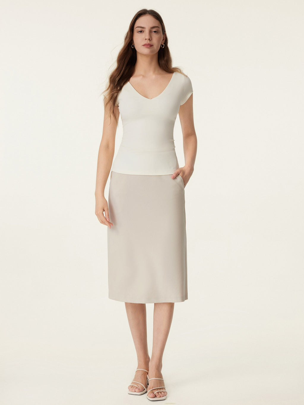 OGLmove A-Line Midi Skirt with Pockets