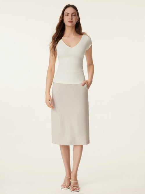 OGLmove A-Line Midi Skirt with Pockets