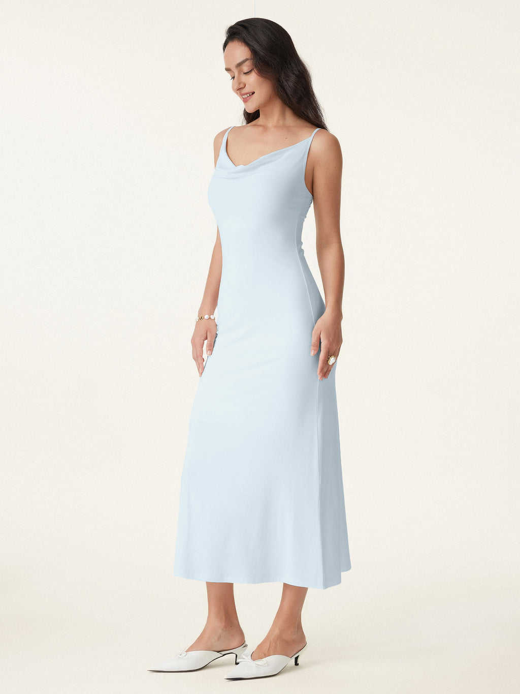 OGLmove Women's Cowl Neck Midi Bra Dress