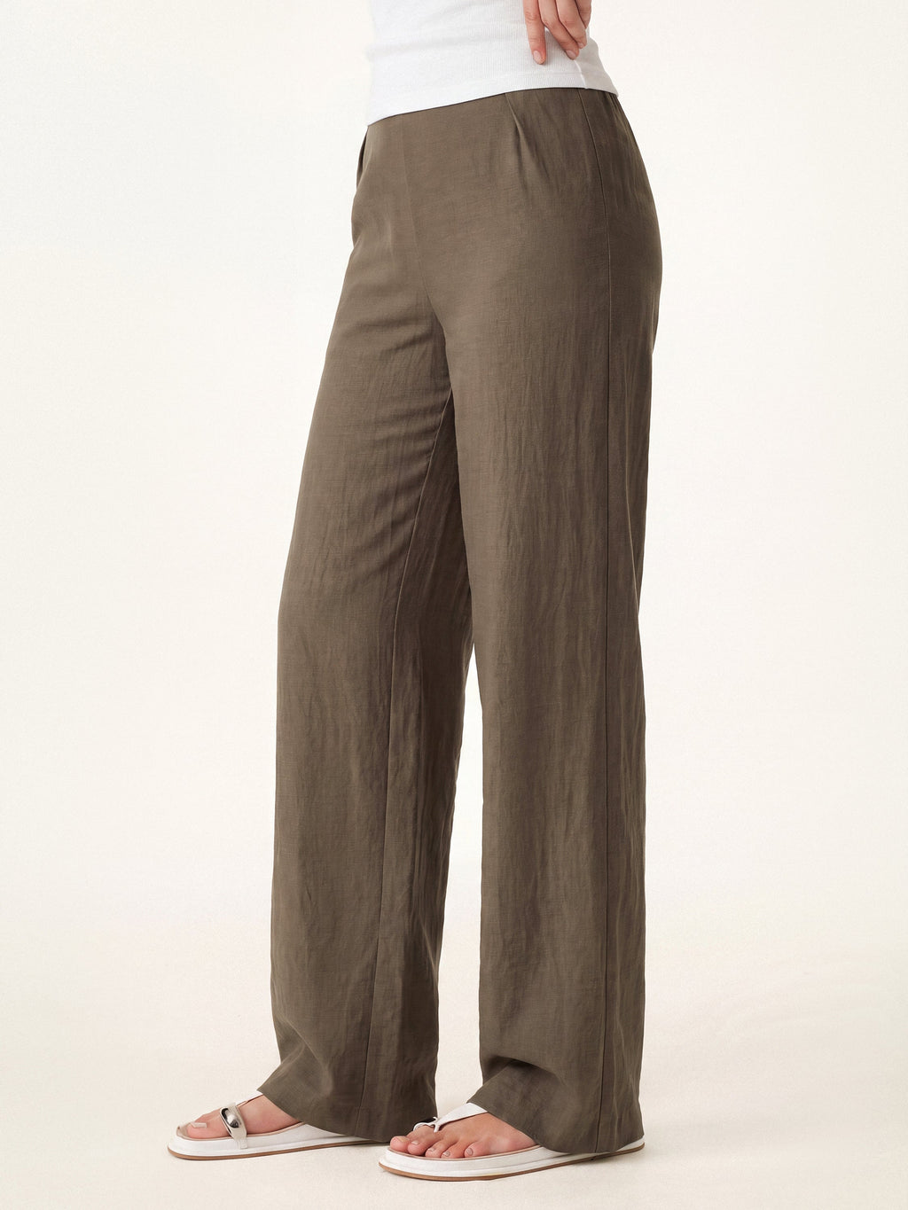 OGLmove Wrinkle-Resistant Cotton-Linen Mid Rise Straight Leg Pant