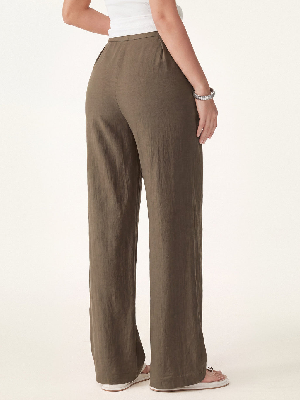 OGLmove Wrinkle-Resistant Cotton-Linen Mid Rise Straight Leg Pant
