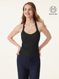 OGLmove Halter Neck Side Ruched Ribbed Bra Tank