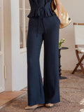 OGLmove European Linen Mid Rise Flared Pant with Pockets