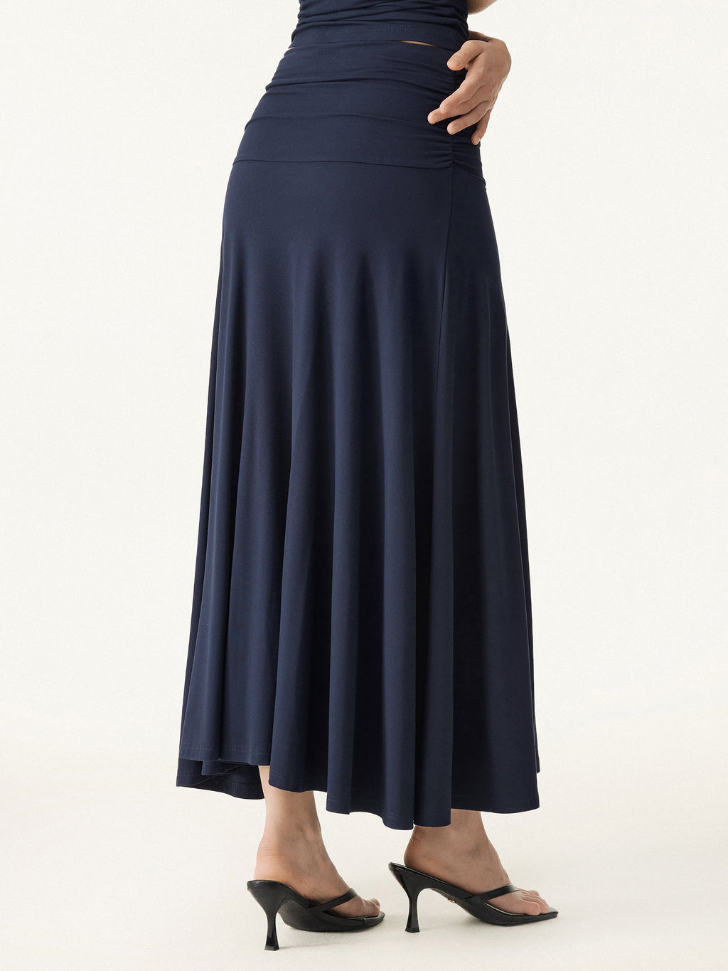 OGLmove Mid Rise A-Line Ruched Maxi Skirt