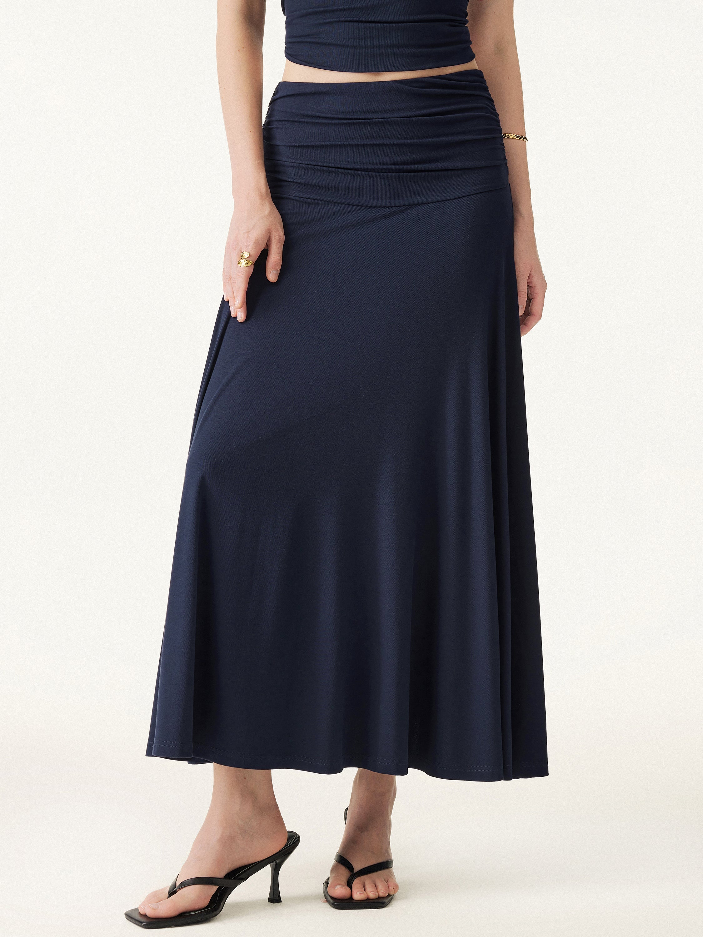 OGLmove Mid Rise A-Line Ruched Maxi Skirt