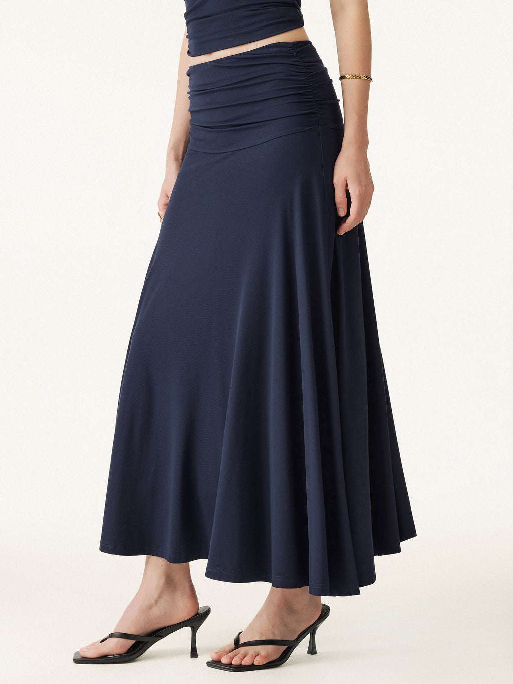 OGLmove Mid Rise A-Line Ruched Maxi Skirt