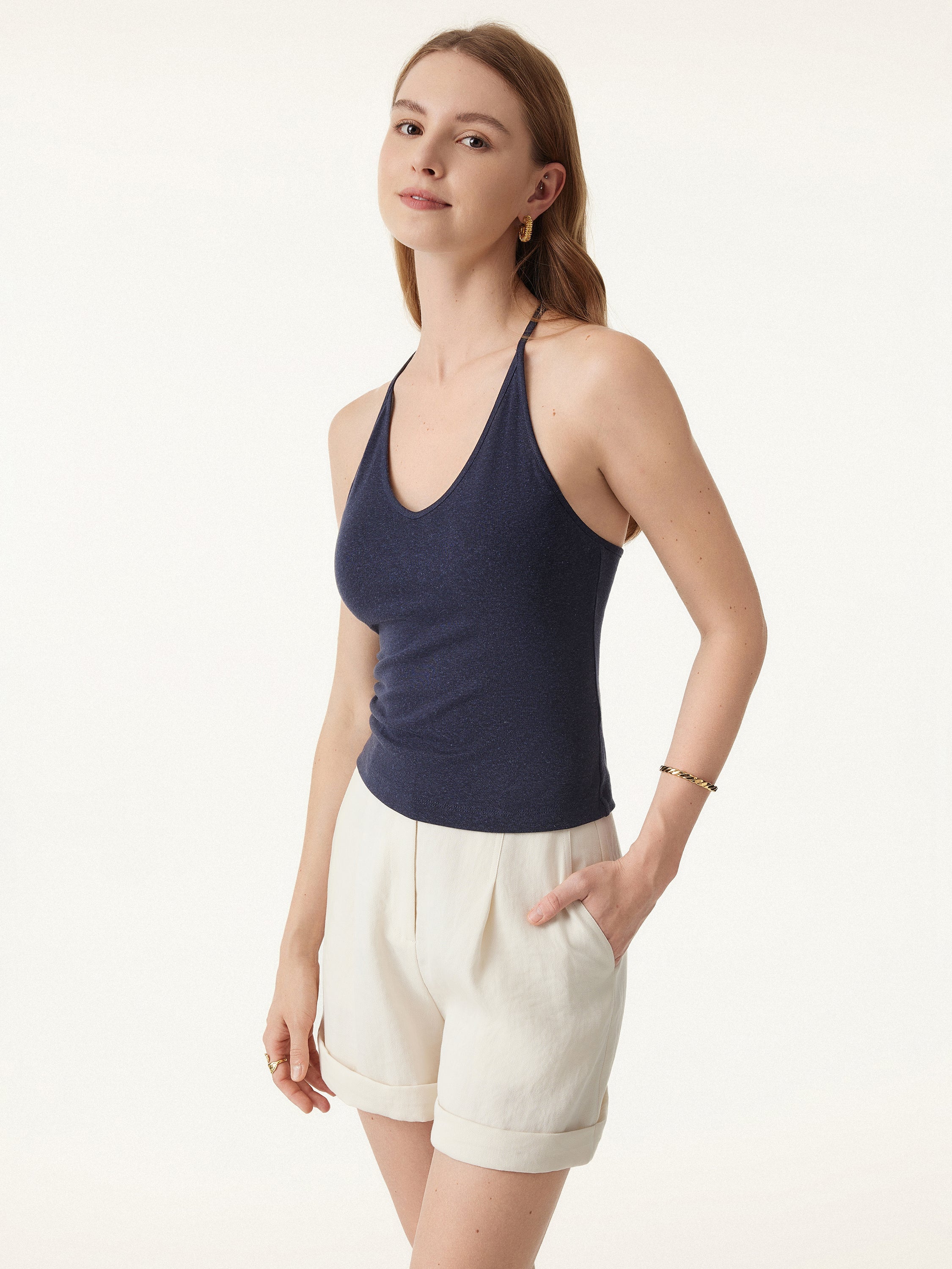 OGLmove Soft Linen Luxe V-Neck T-Back Airy Bra Tank