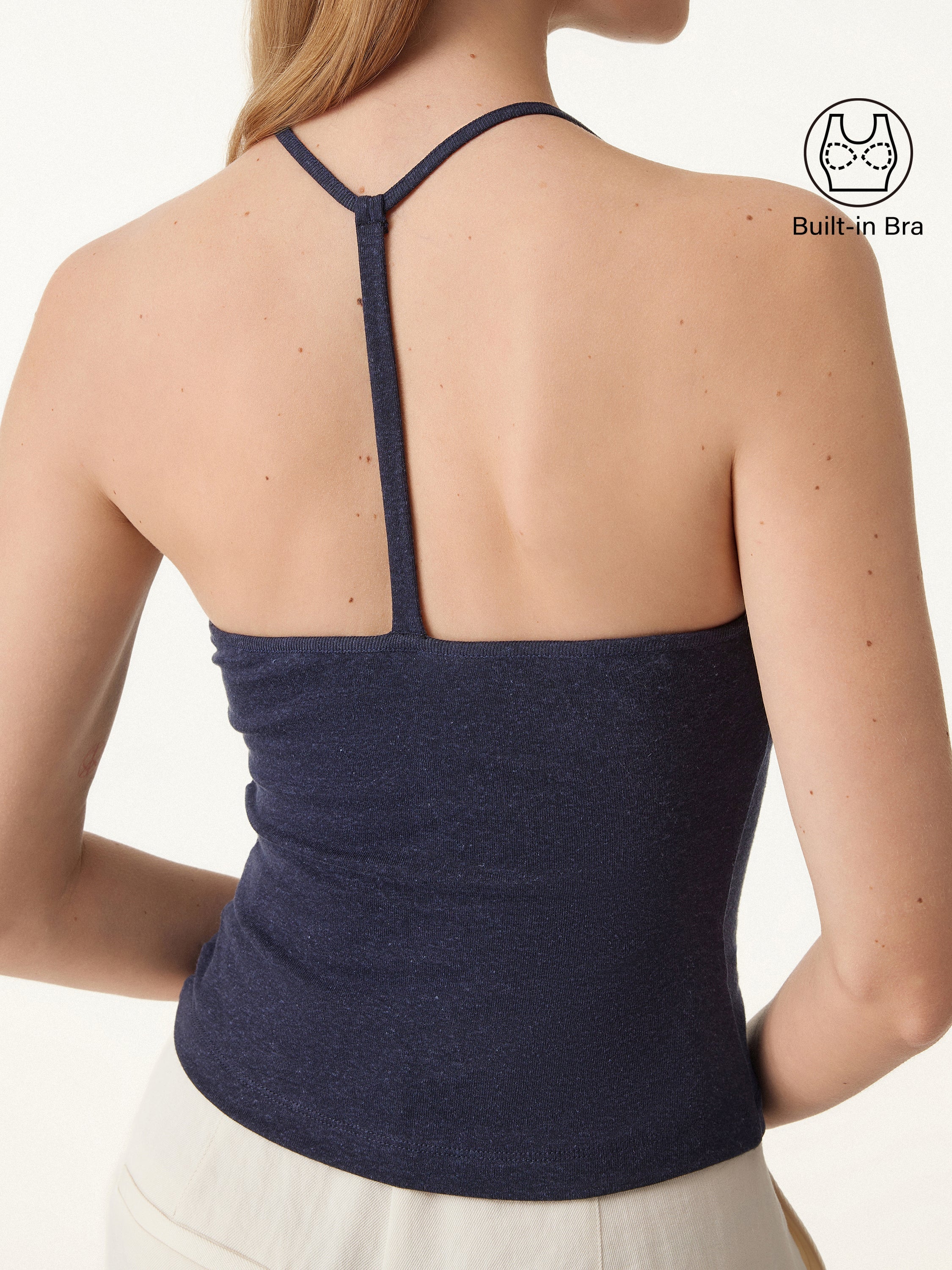 OGLmove Soft Linen Luxe V-Neck T-Back Airy Bra Tank