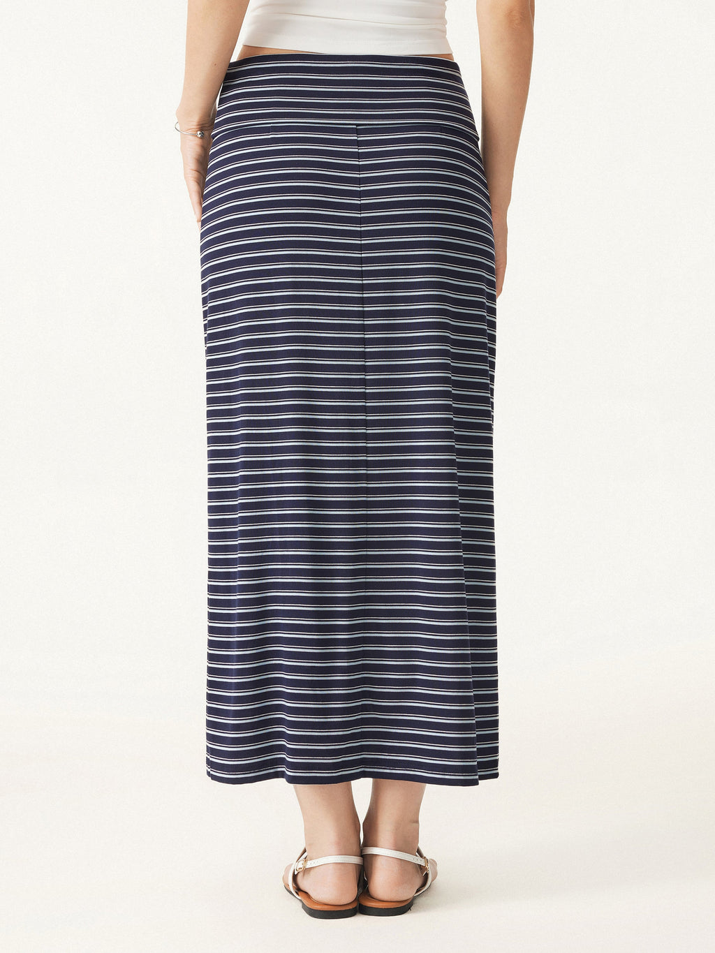 OGLmove Low Rise Folded Waist Striped Midi Skirt