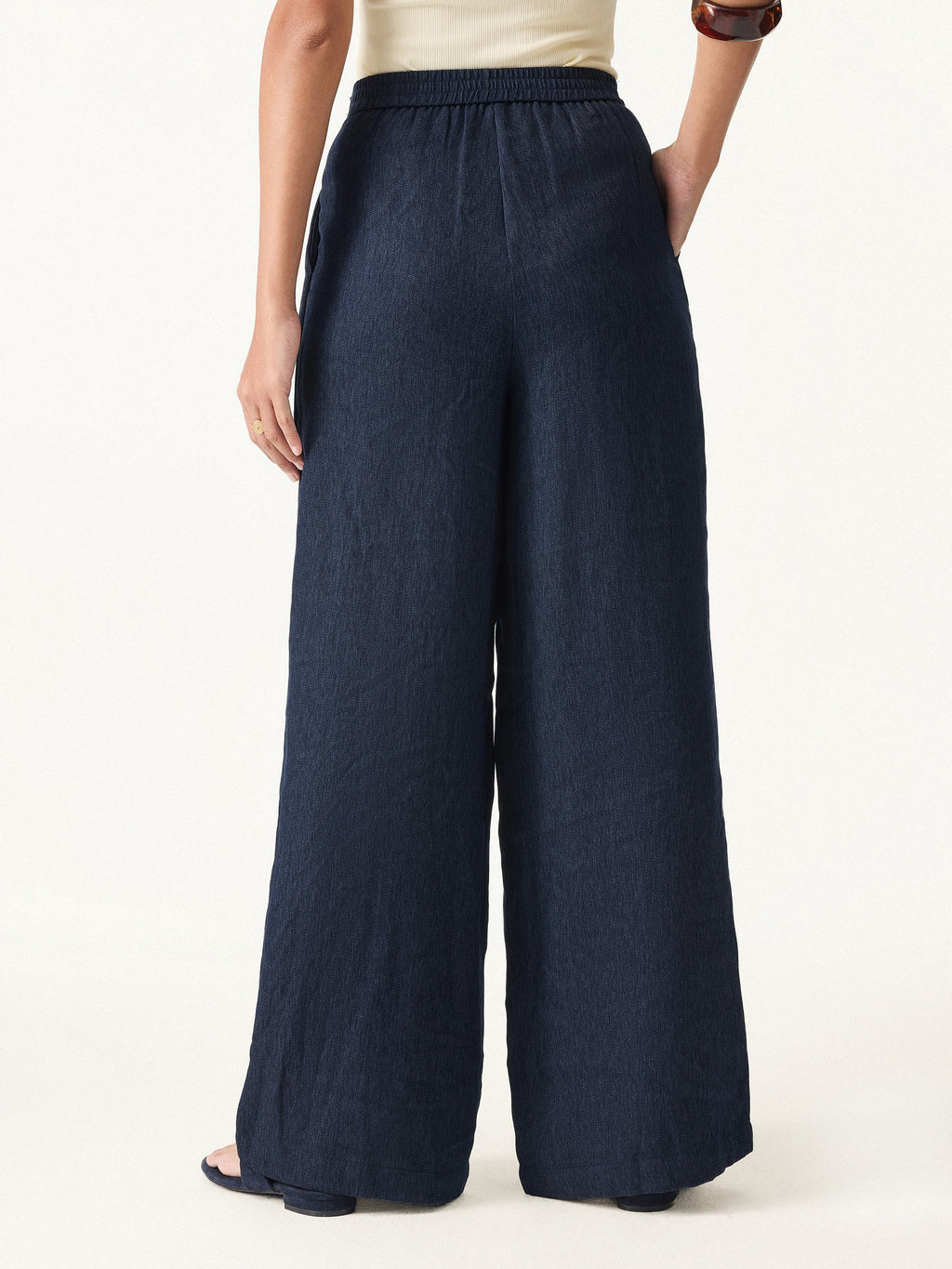 OGLmove Breezy Linen Mid Rise Wide Leg Pant With Pockets