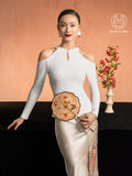 OGLmove Cutout Shoulder Mandarin Collar Bra Top