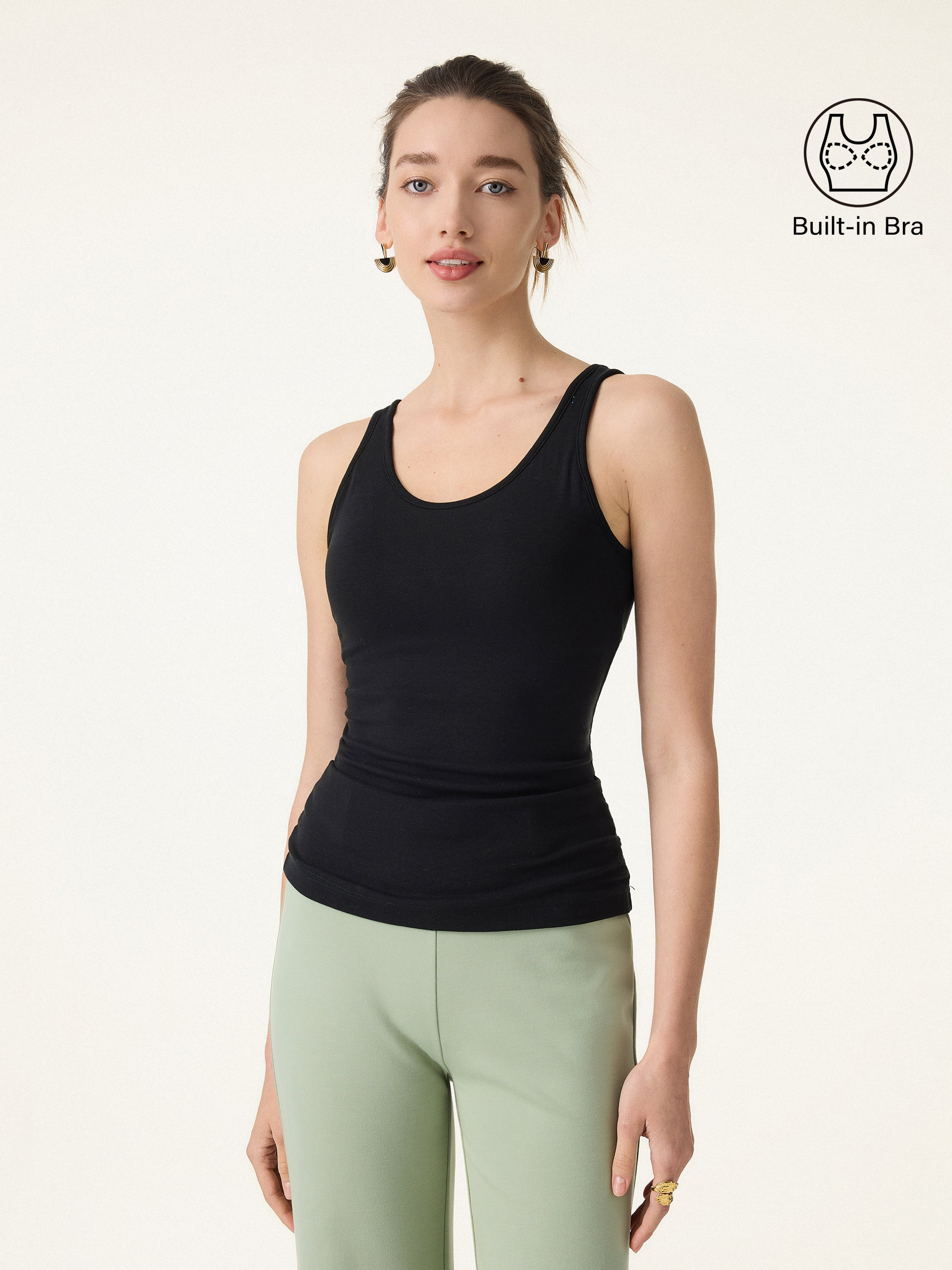 OGLmove Women's Cotton Lyocell U-Neck Bra Tank