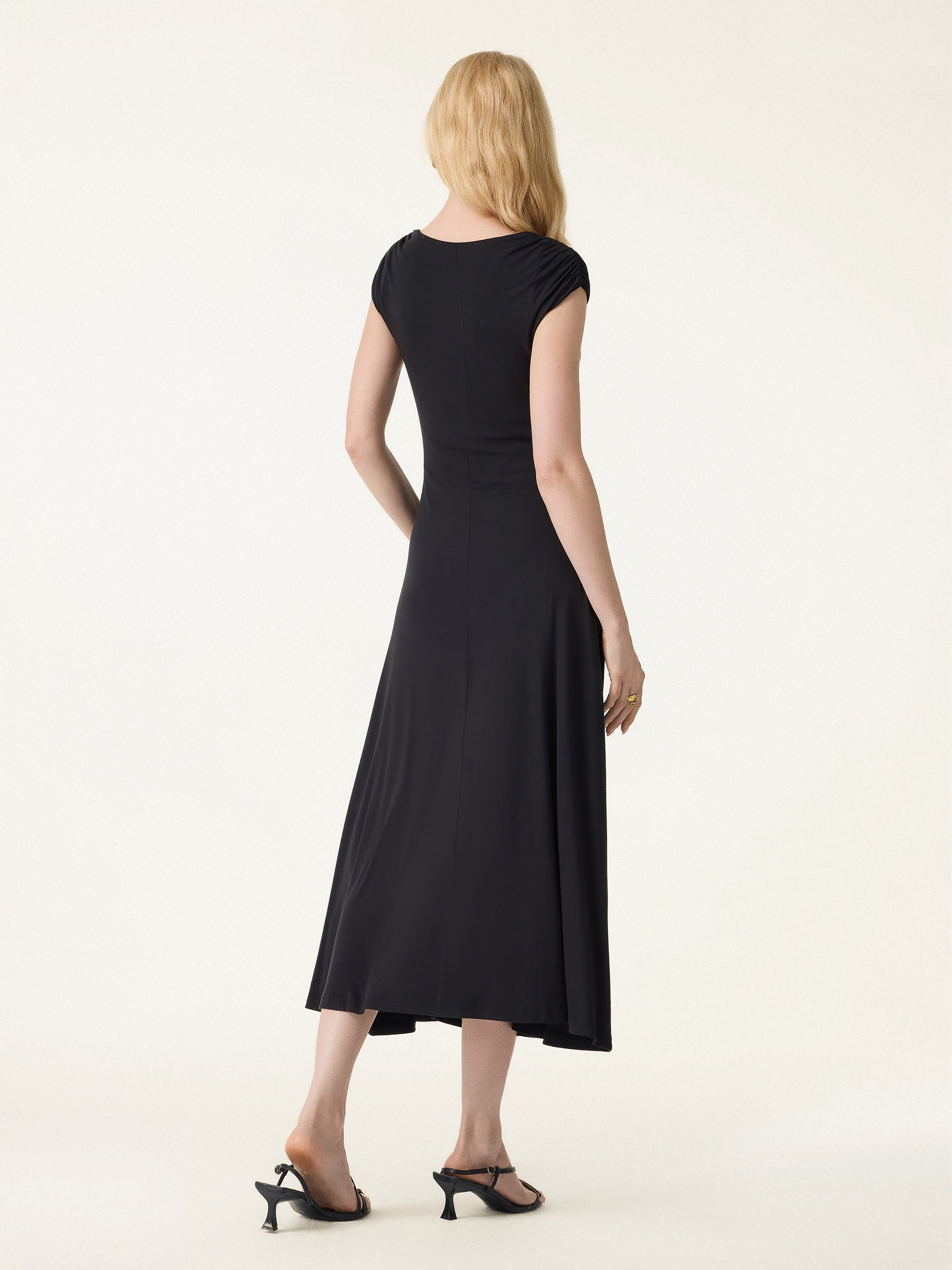 OGLmove Women's Cooling Square Neck Ruched Midi Bra Dress