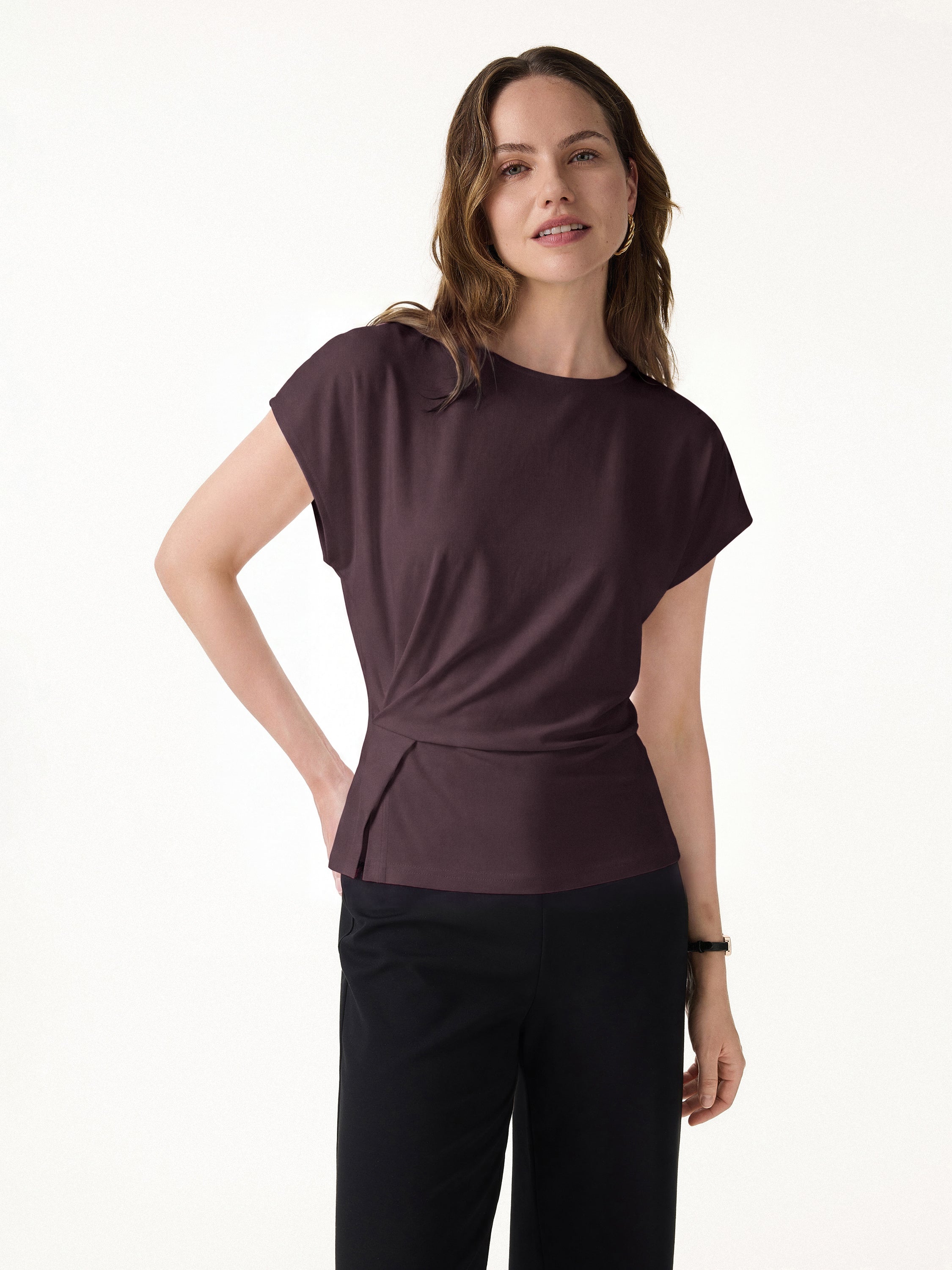 OGLmove Cooling Ponte Relaxed Round Neck Tucked Top