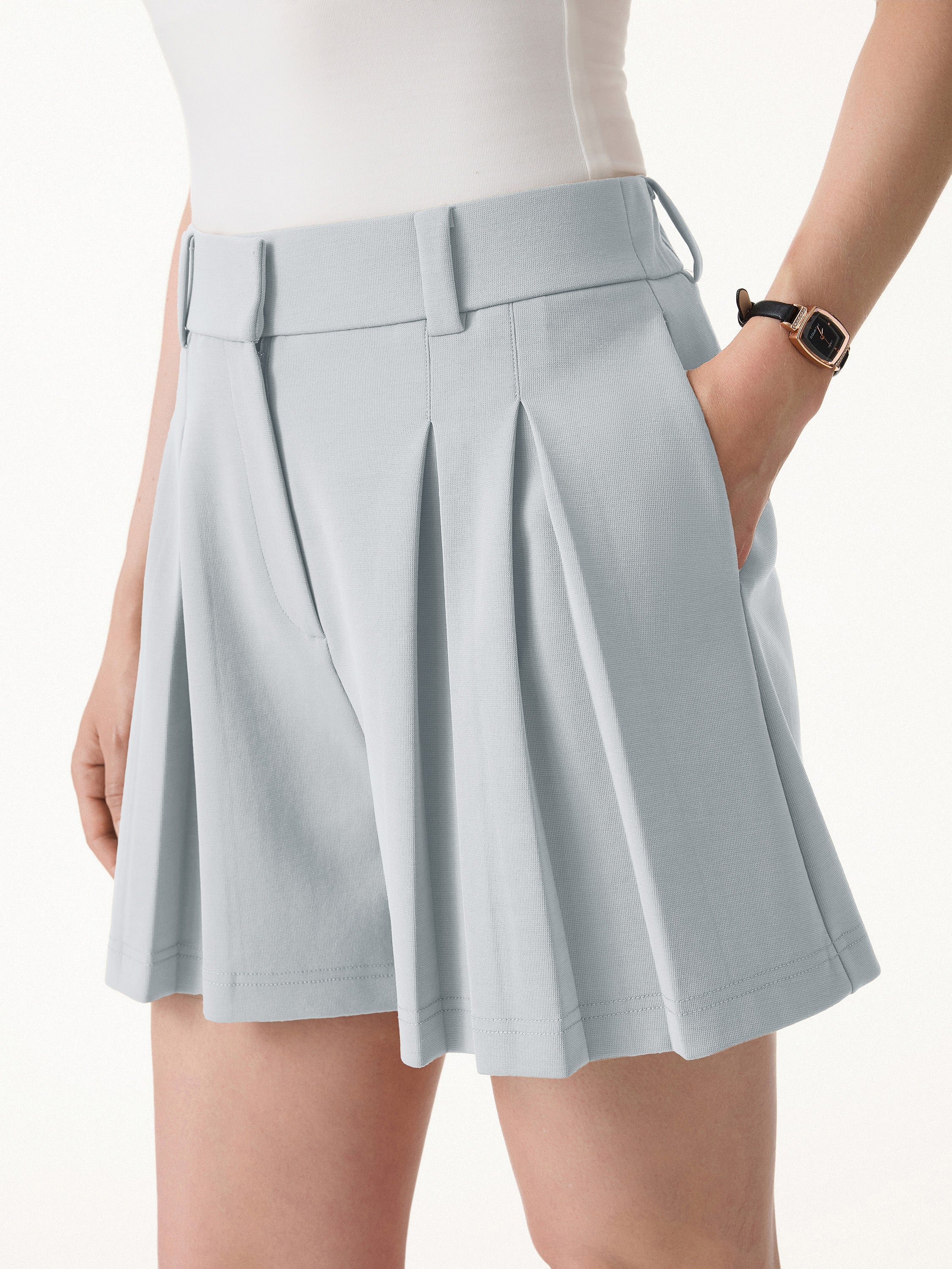 OGLmove Sandwashed Modal High Rise A-Line Pleated Shorts