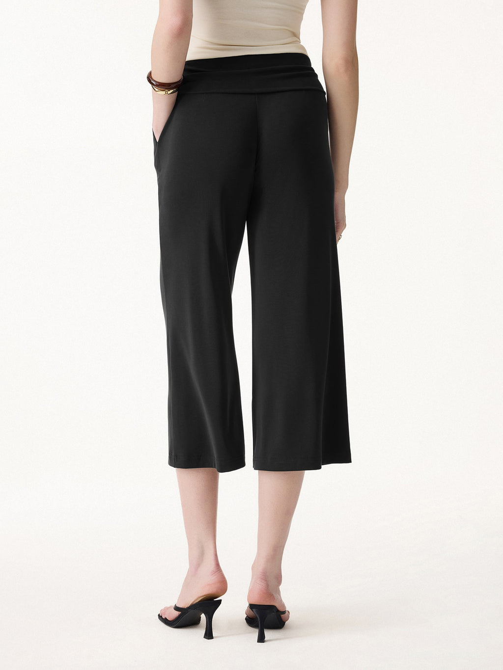 OGLmove Sandwashed Modal Fold-Down Waist Flared Leg Pants