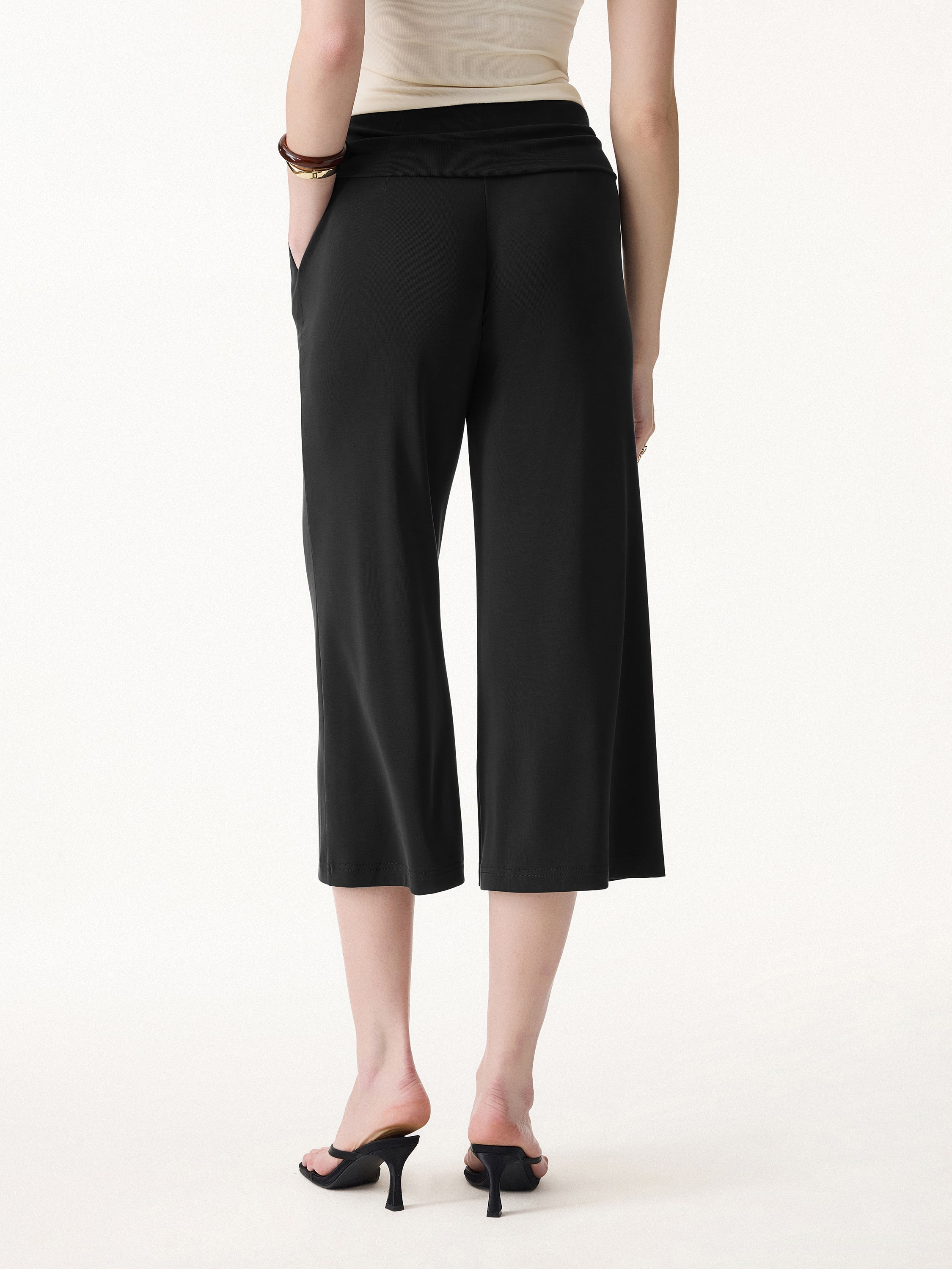 OGLmove Sandwashed Modal Fold-Down Waist Flared Leg Pants