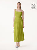 OGLmove Not-See-Thru Spaghetti Gathered Maxi Bra Dress