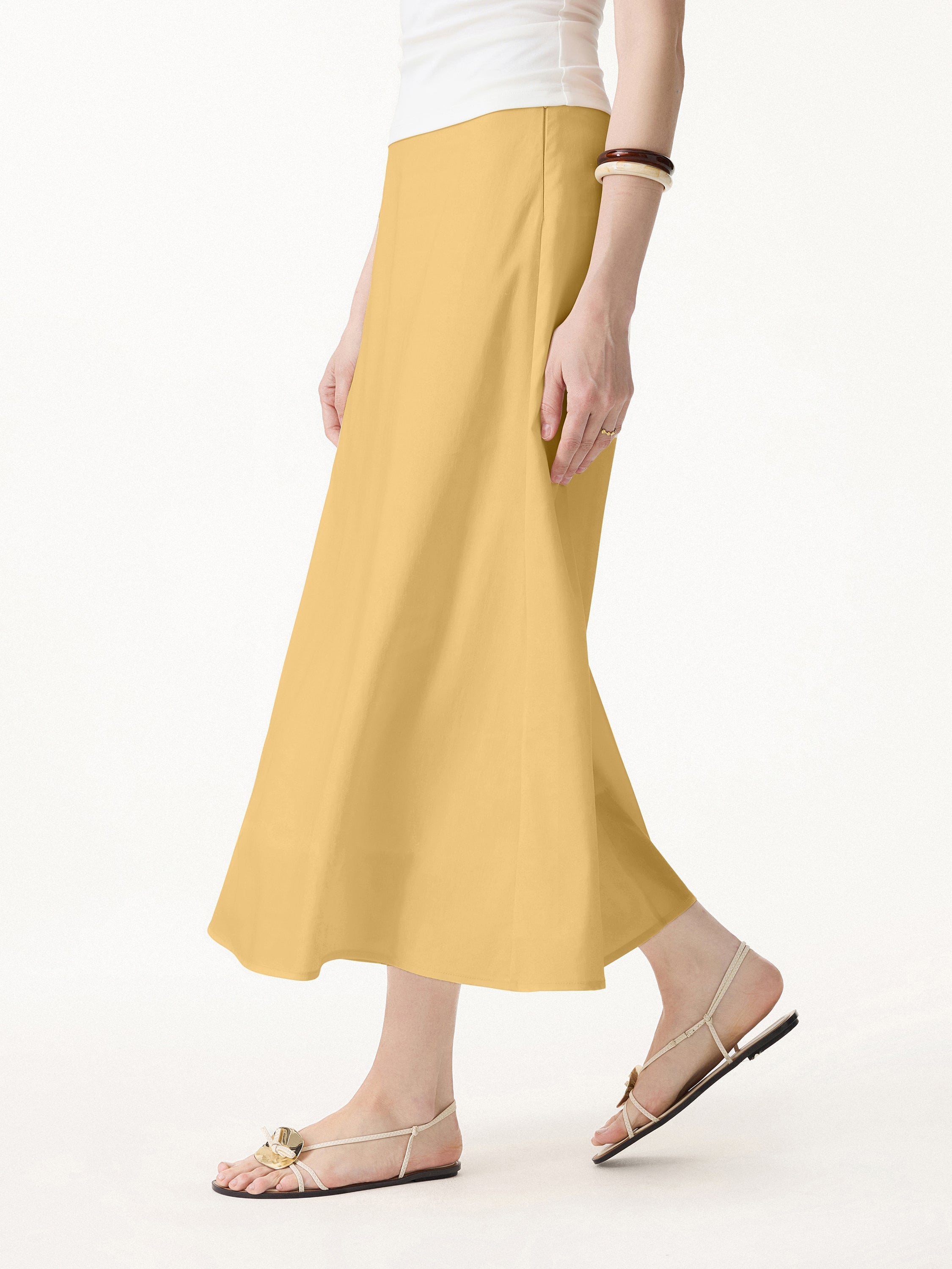 OGLmove Lyocell-Linen Flared Maxi Pull-On Skirt