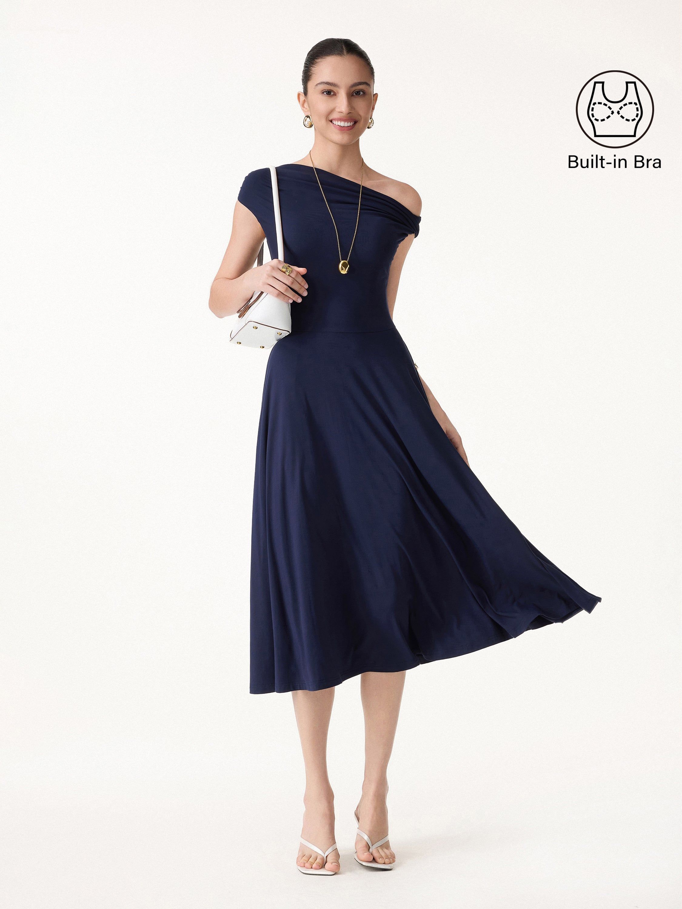 OGLmove Eco-SKinKiss Compressive Padding Midi Bra Dress with Pockets