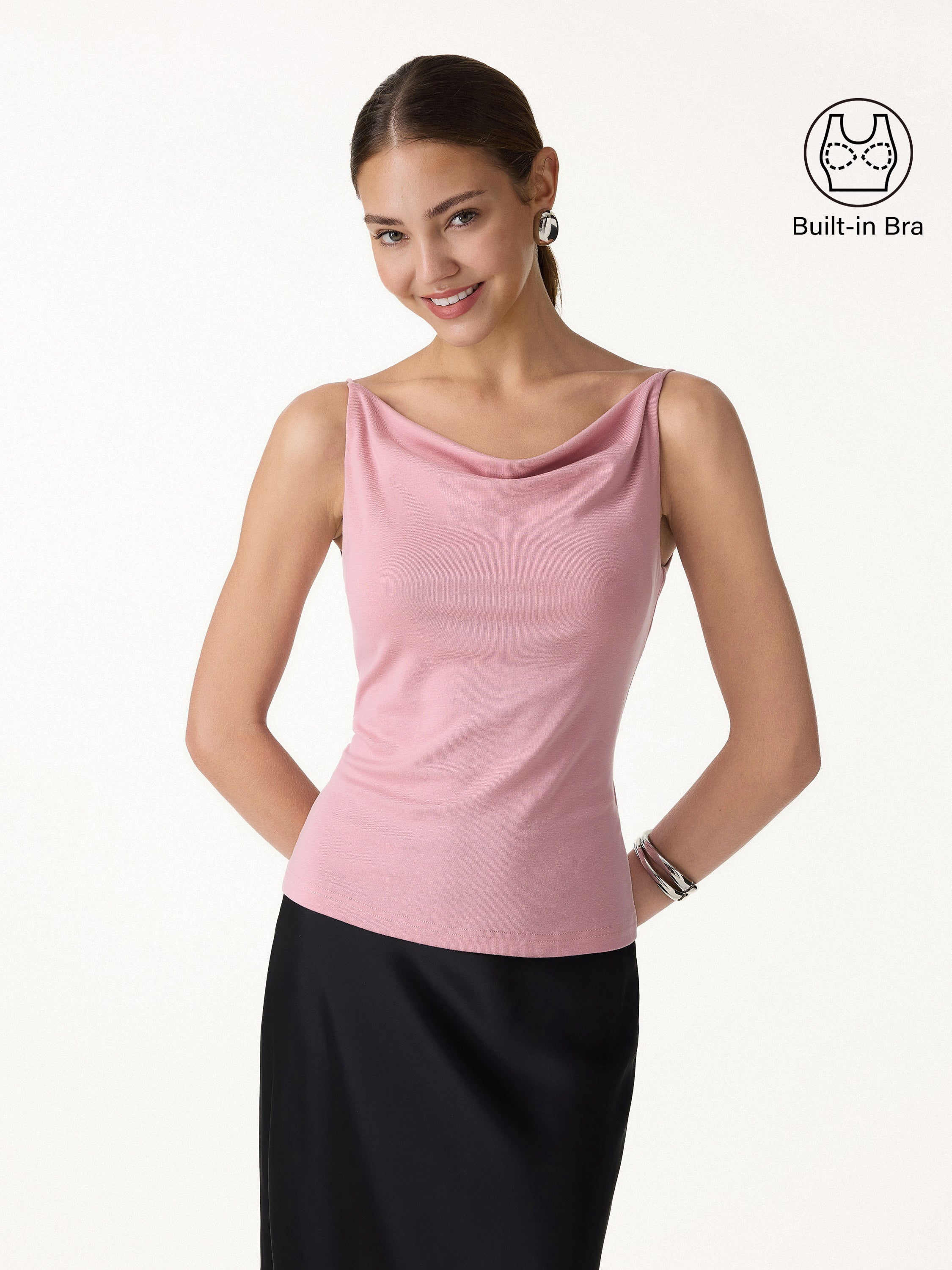 OGLmove Stretch Linen Cowl Neck Bra Tank