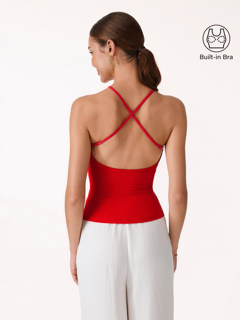 OGLmove SkinKiss Round Neck Cross-Back Bandless Bra Top