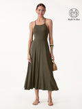 OGLmove Soft Linen Knit Spaghetti Midi Bra Dress