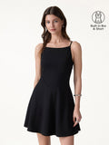 OGLmove Women's Stretch Ponte Square Neck Mini A-Line Bra Dress with Pockets
