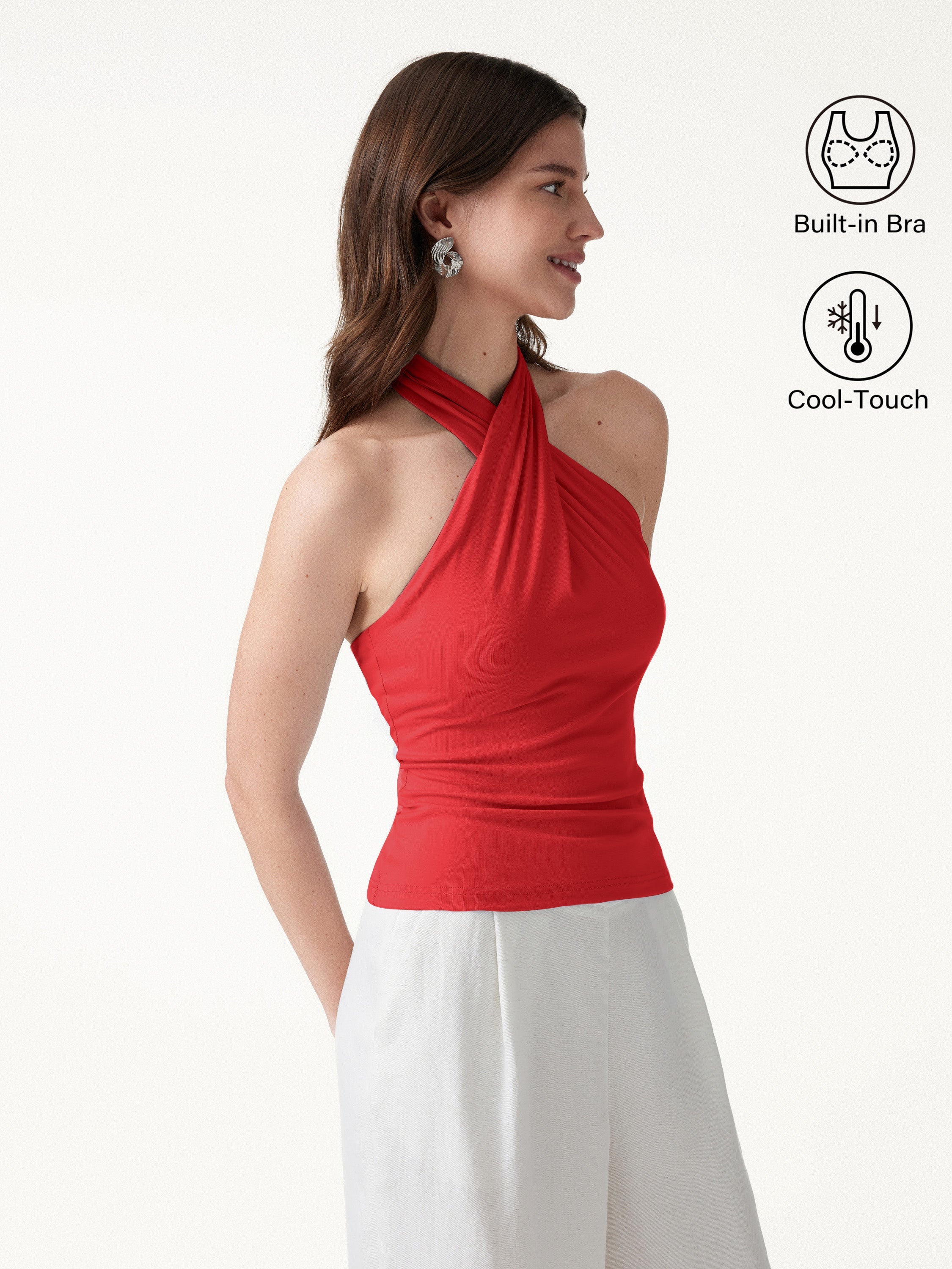 OGLmove Criss Cross Halter Neck Going-Out Bra Top