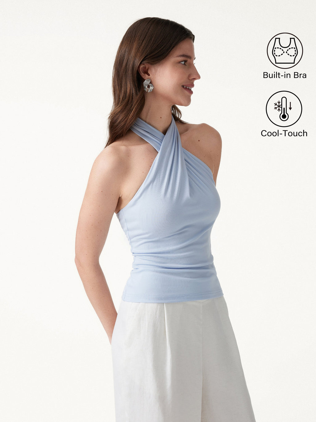 OGLmove Criss Cross Halter Neck Going-Out Bra Top