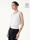 OGLmove Women's Round Neck Gathered Sleeveless Bra Top