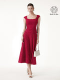 OGLmove Square Neck Bra Top and Midi Skirt Set with Pockets
