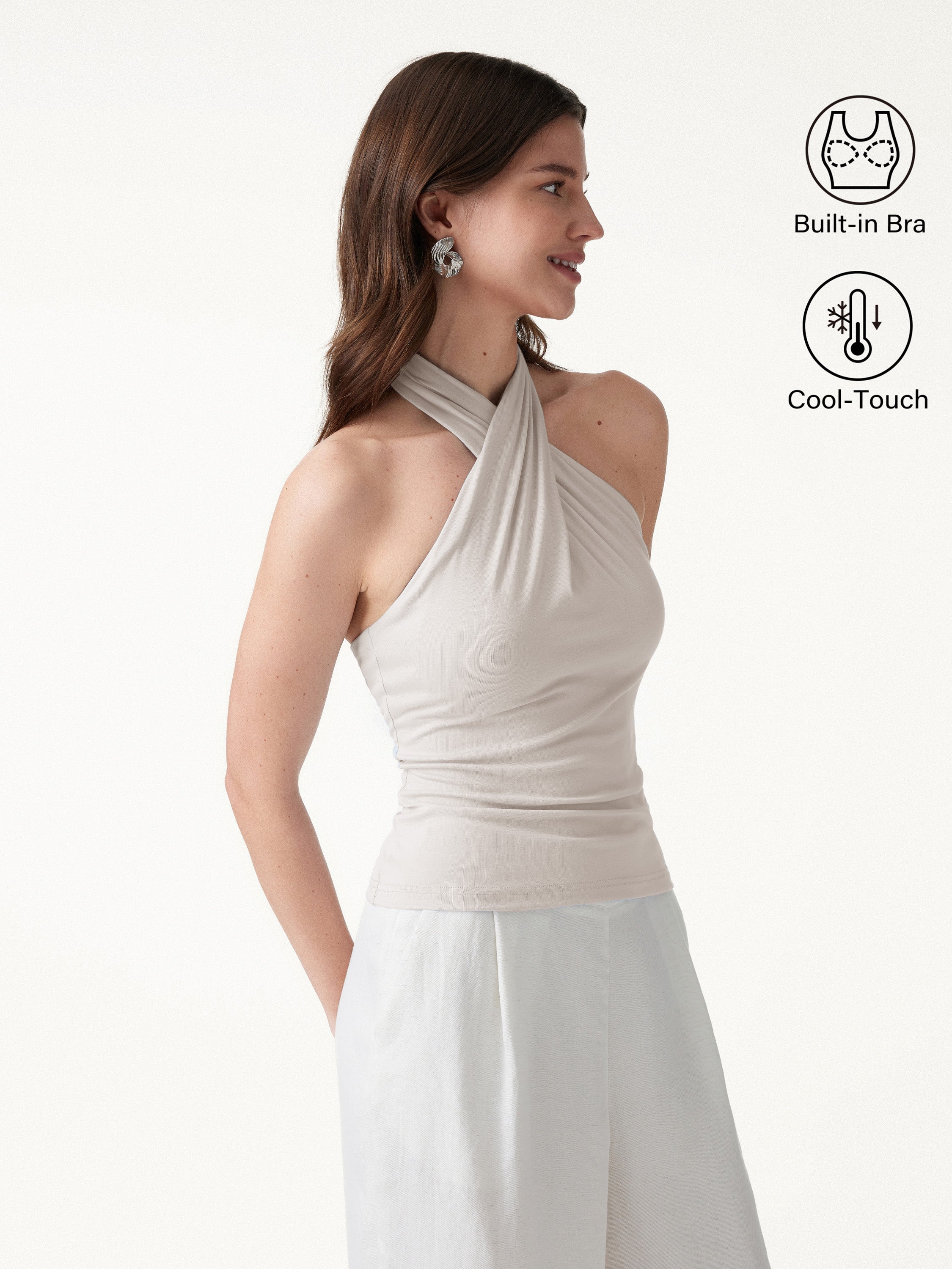 OGLmove Criss Cross Halter Neck Going-Out Bra Top