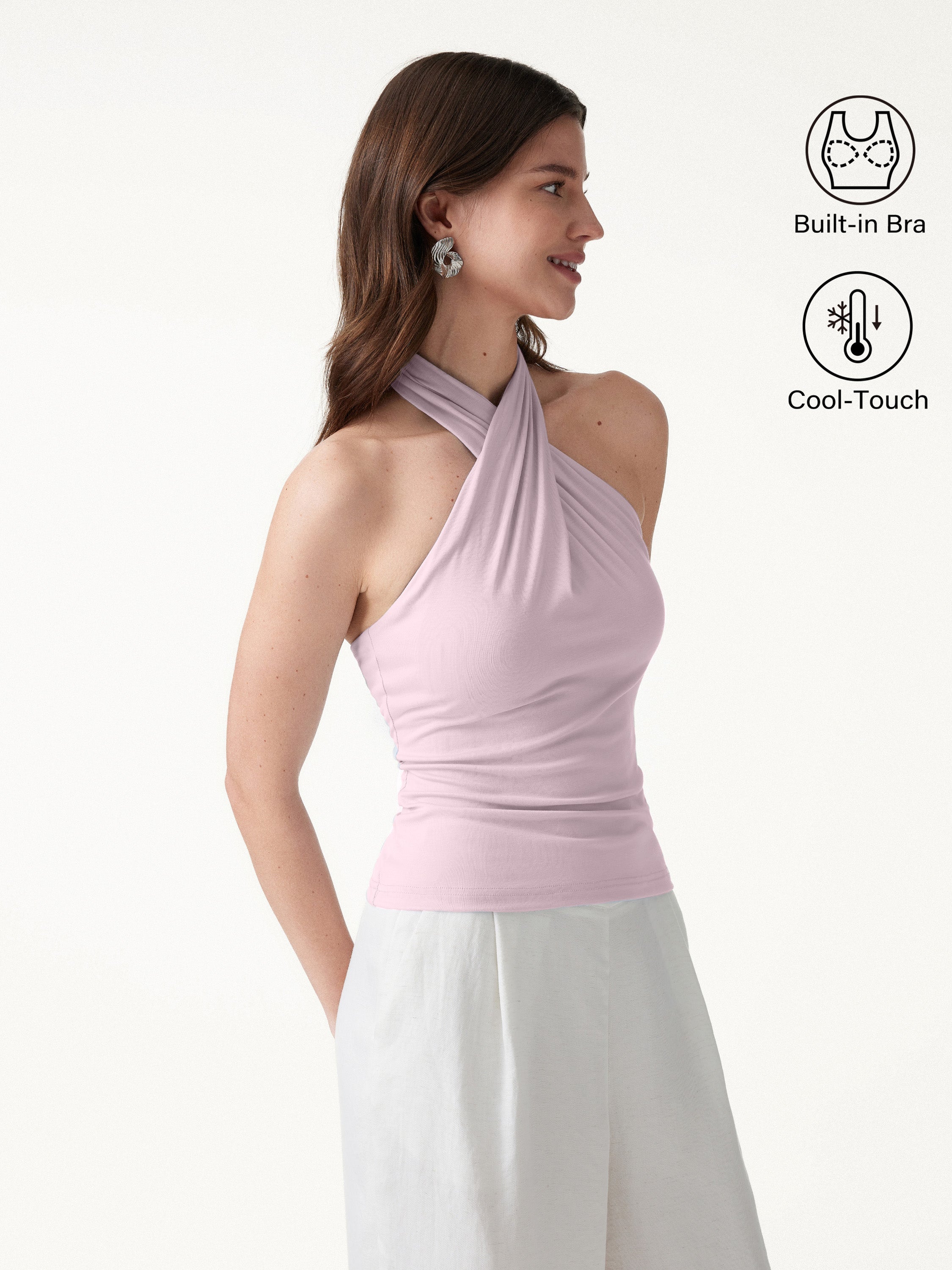 OGLmove Criss Cross Halter Neck Going-Out Bra Top