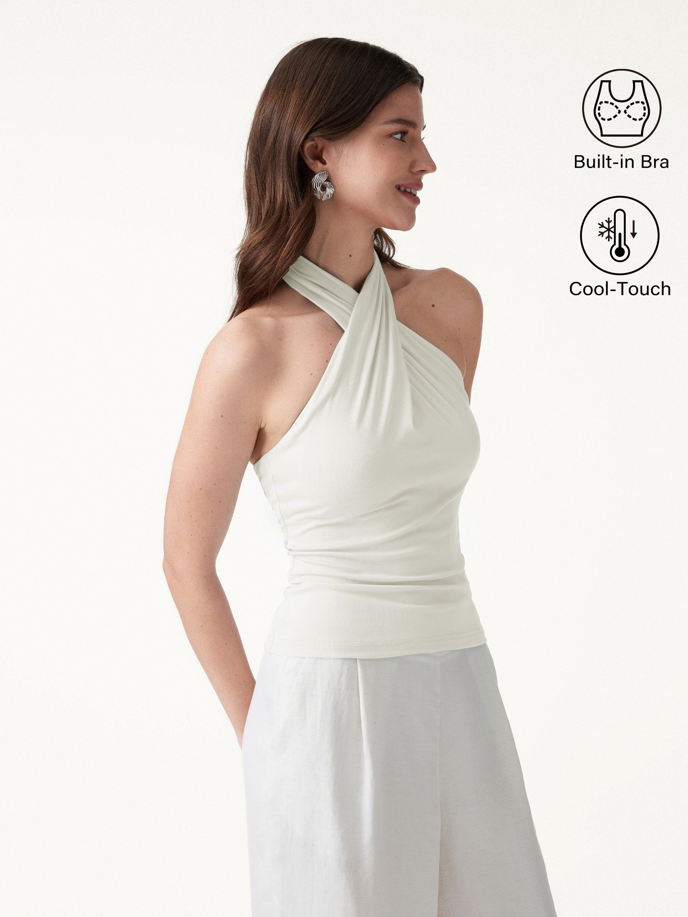 OGLmove Criss Cross Halter Neck Going-Out Bra Top