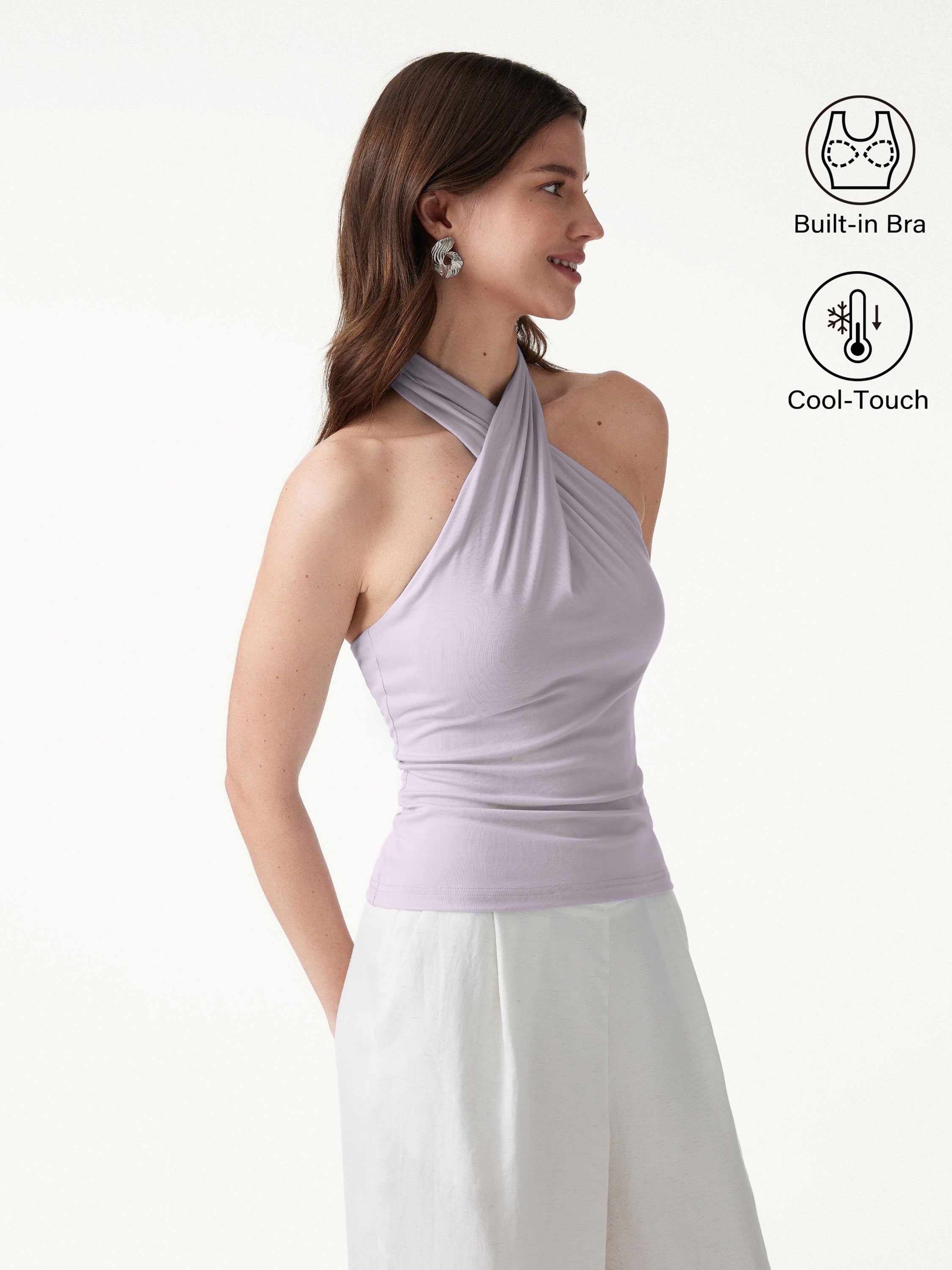 OGLmove Criss Cross Halter Neck Going-Out Bra Top