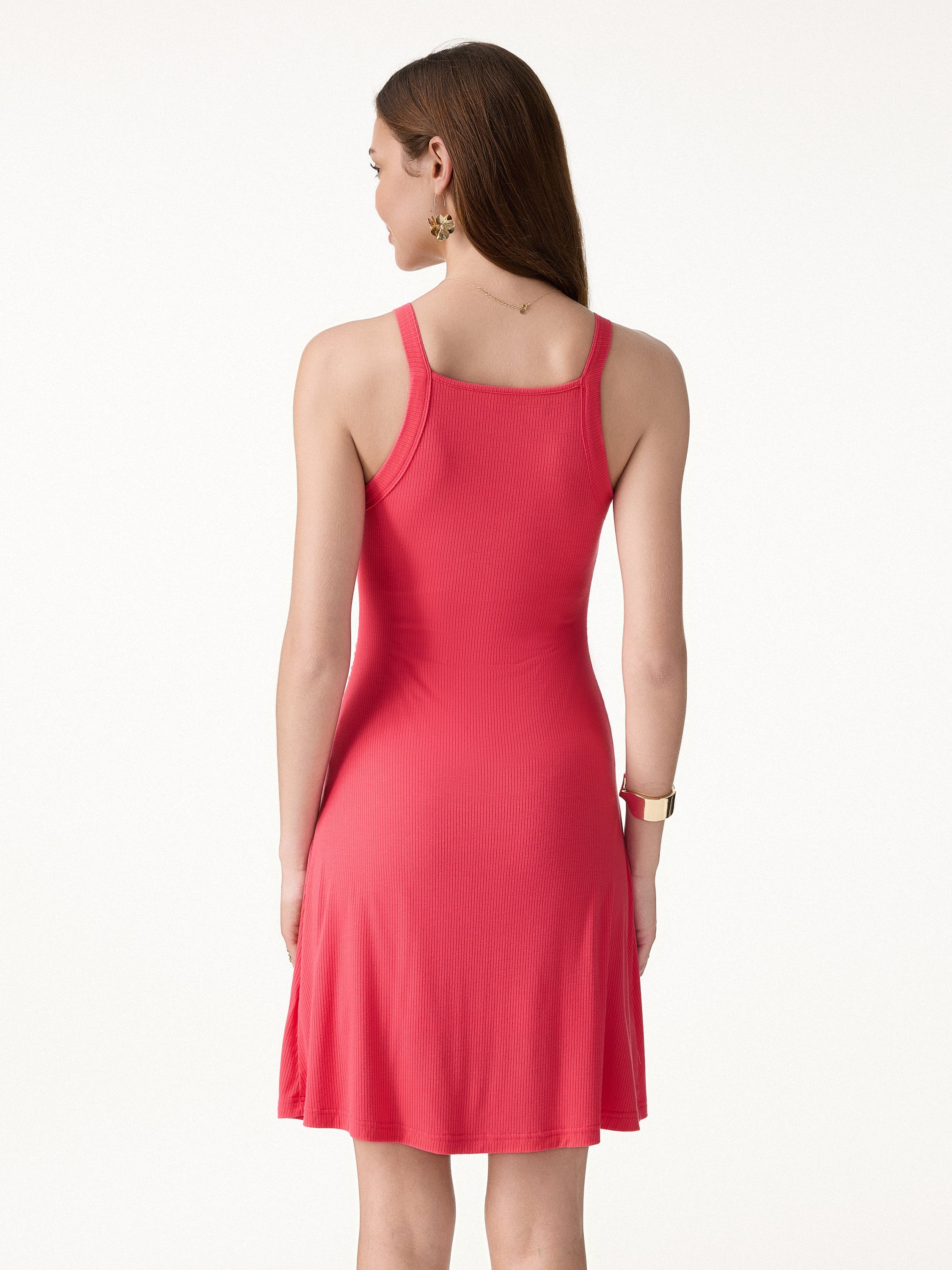 OGLmove CoolTouch Square Neck Ruched Mini Bra Dress