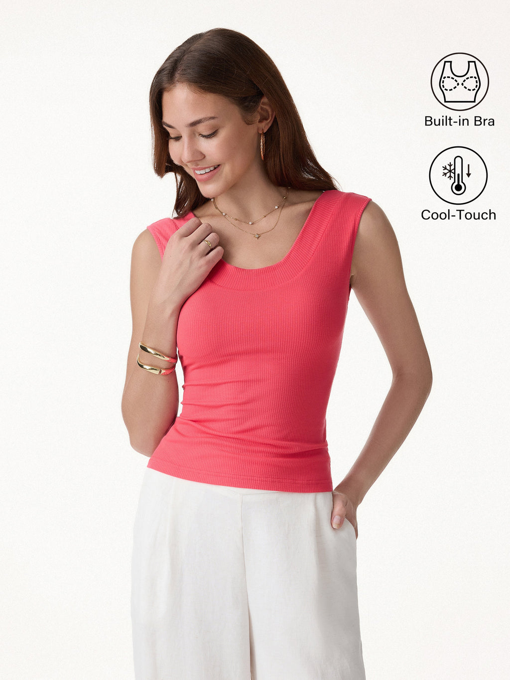 OGLmove CoolTouch U-Neck Bra Tank with Compressive Padding