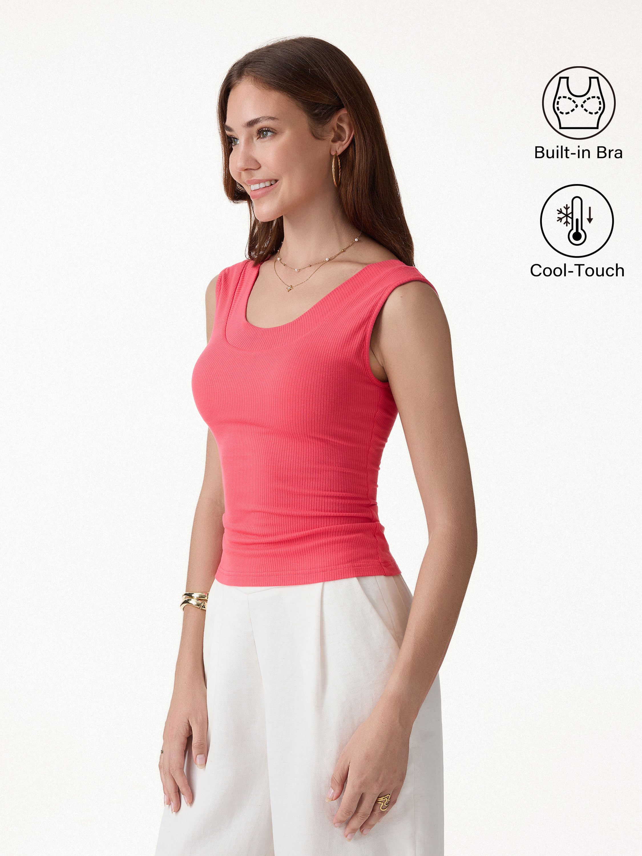 OGLmove CoolTouch U-Neck Bra Tank with Compressive Padding