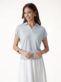 OGLmove Sandwashed Modal Polo Neck Cap Sleeve Top