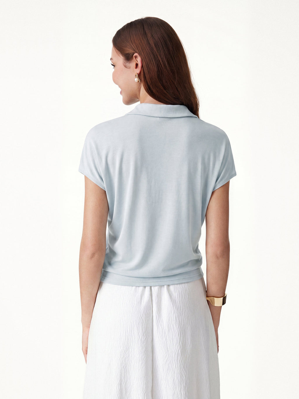 OGLmove Sandwashed Modal Polo Neck Cap Sleeve Top