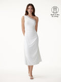 OGLmove Women's Lace Trim One Shoulder Ruched Bra Dress