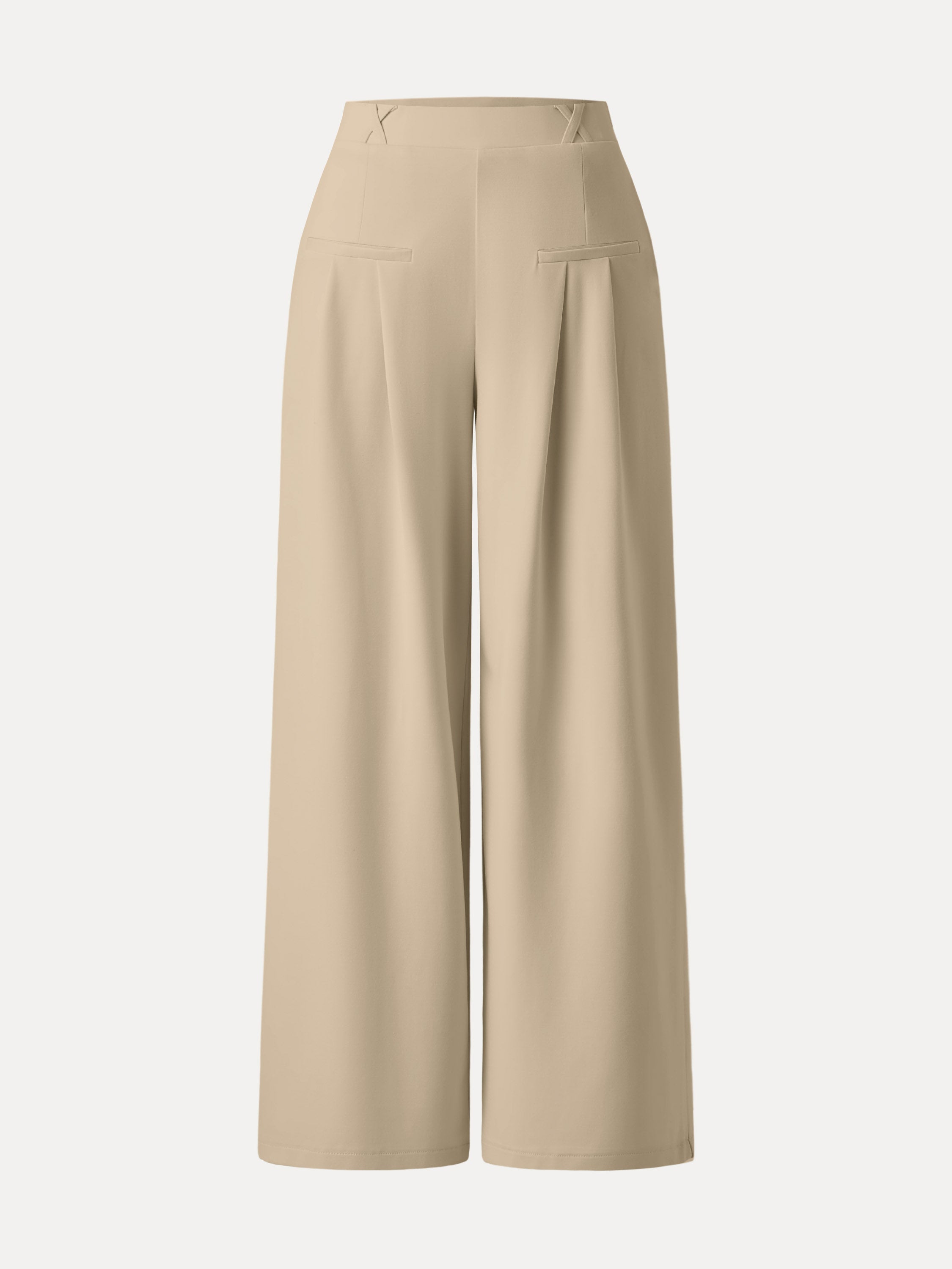 OGLmove Drapey Bamboo Ponte Mid Rise Wide Leg Trouser with Pockets