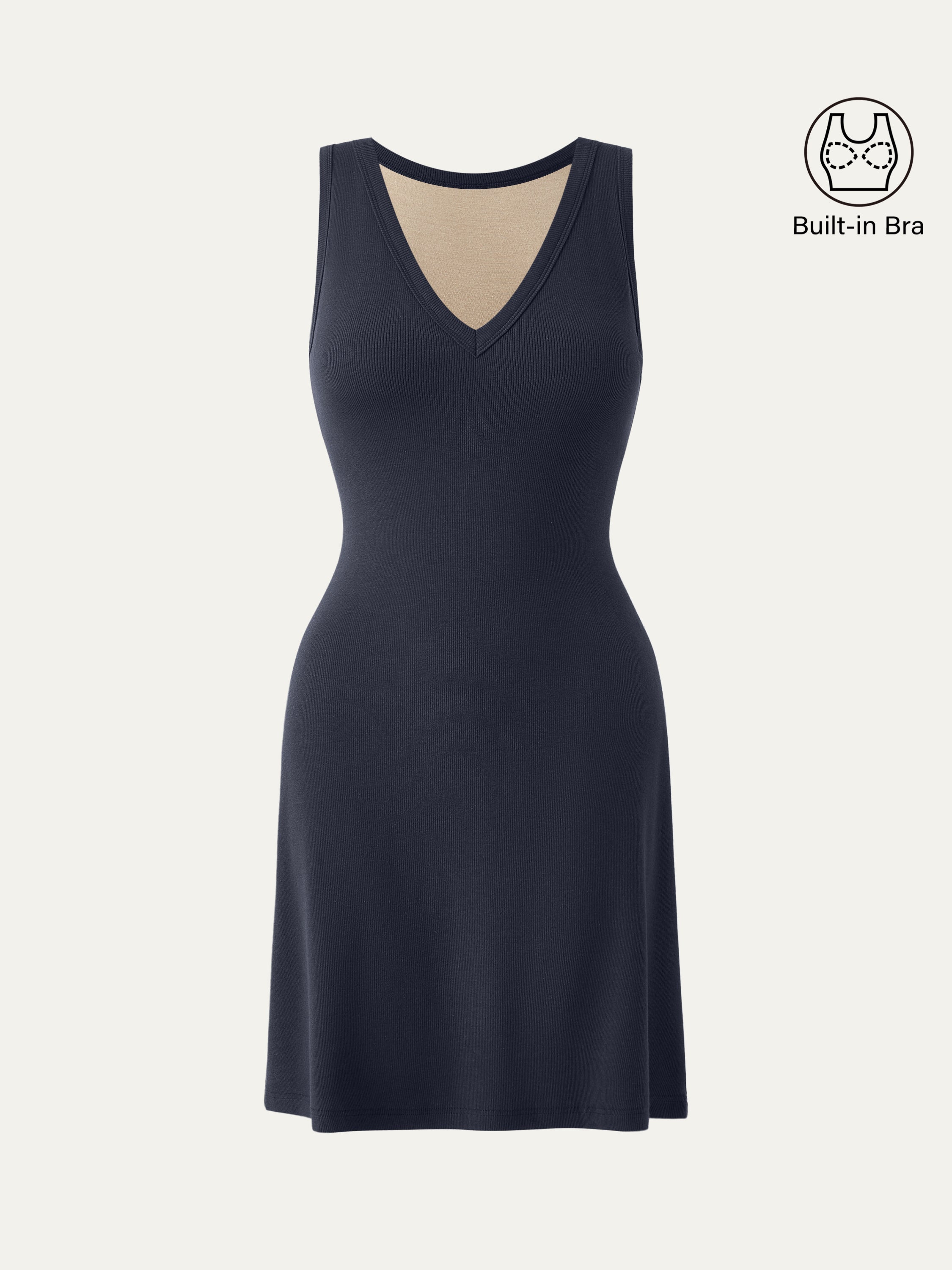 OGLmove Women's V-Neck A-Line Airy Bra Tank Dress