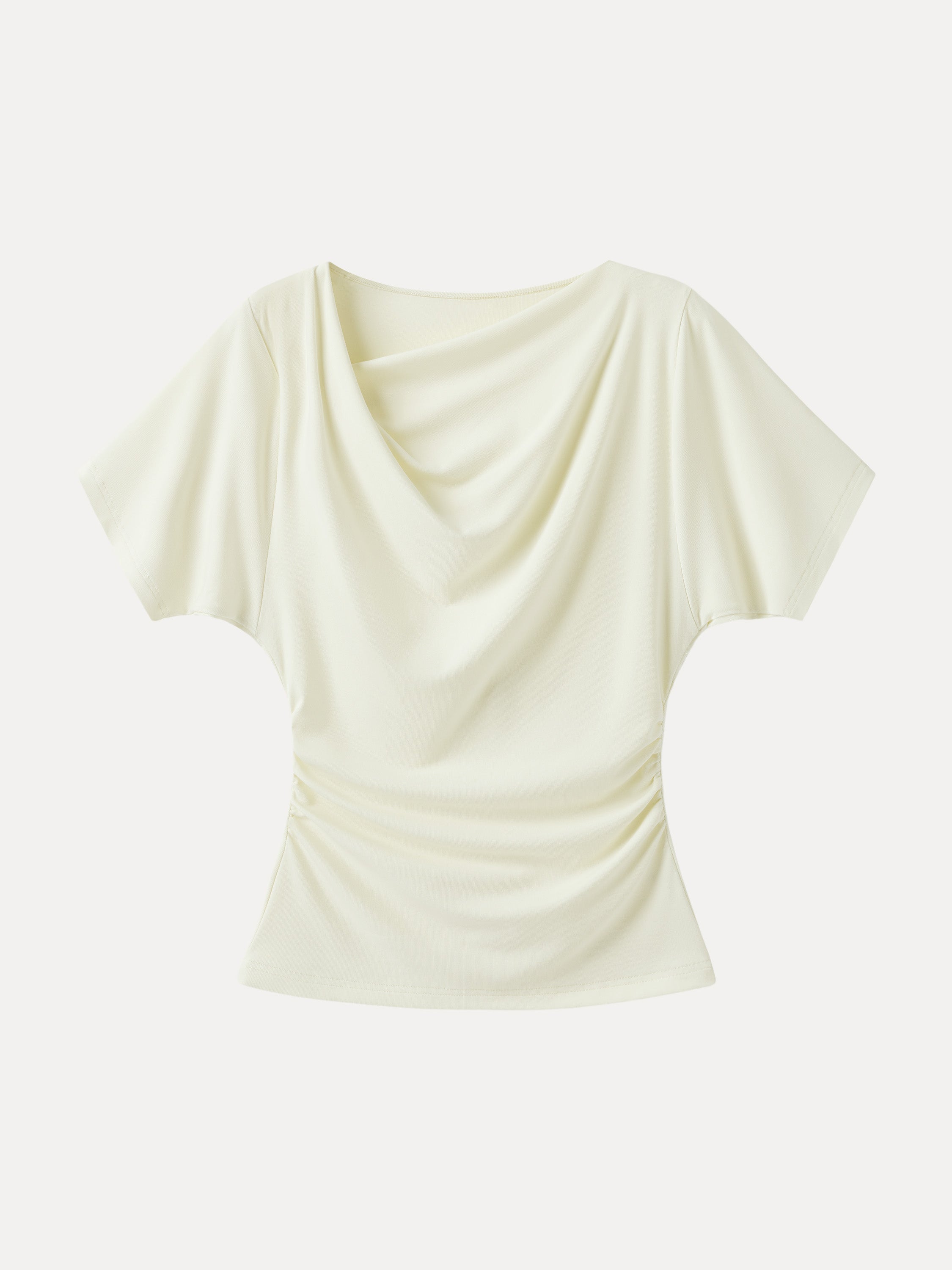 OGLmove Asymmetrical Cowl Neck Ruched Top