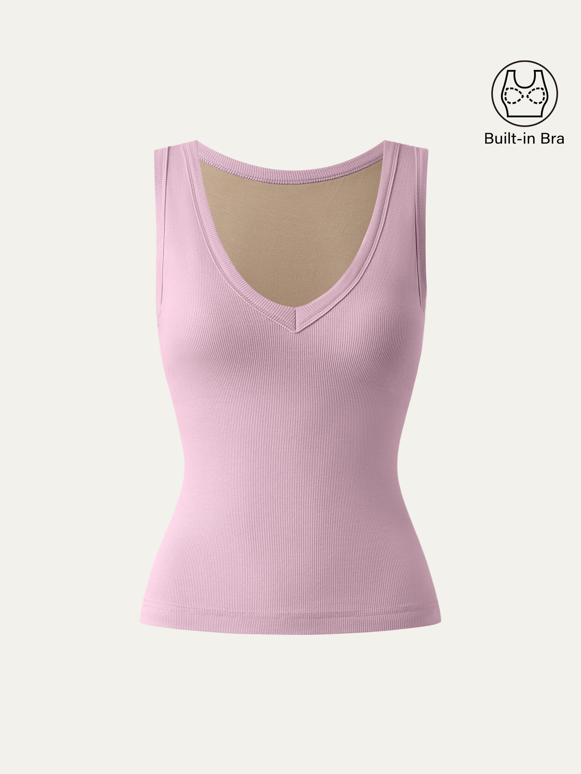 OGLmove Stretchy Cotton Air Bra V-Neck Tank Top Heather Grey