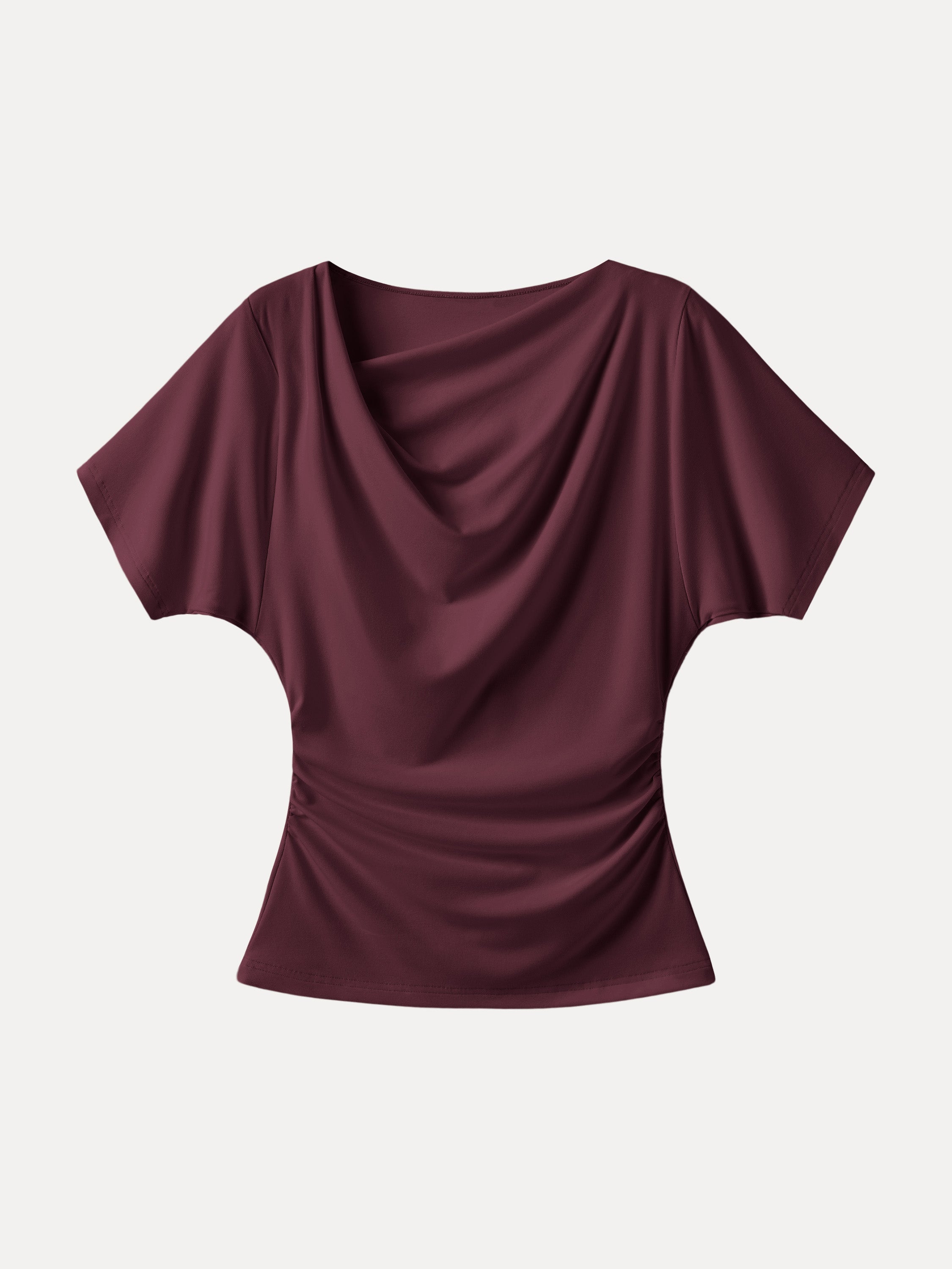 OGLmove Asymmetrical Cowl Neck Ruched Top